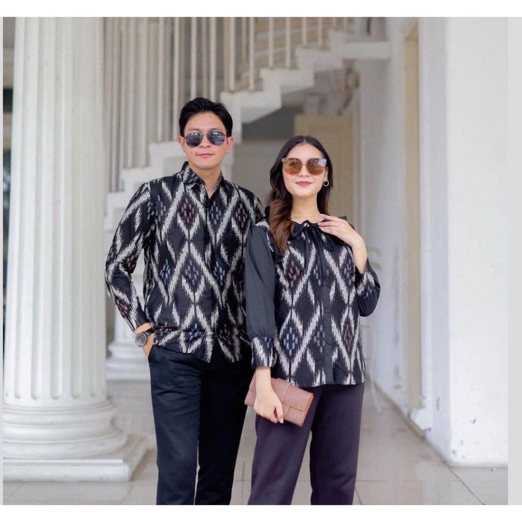 Benang Raja Batik Couple Pria Wanita Katun Songket Zigzag