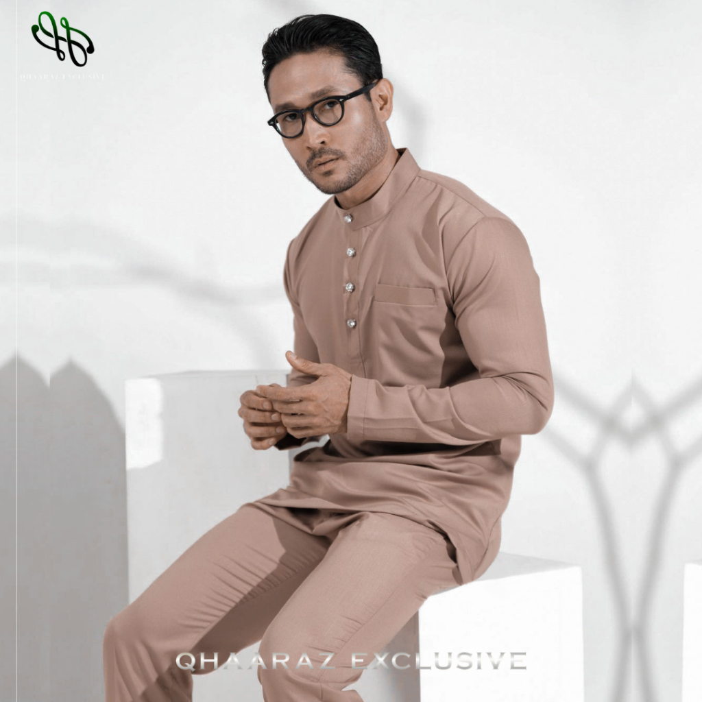 Raffan Baju Melayu Pria Setelan Koko Muslim Modern Bahan Katun Toyobo Satu Set Pakaian Kurta Cekak M
