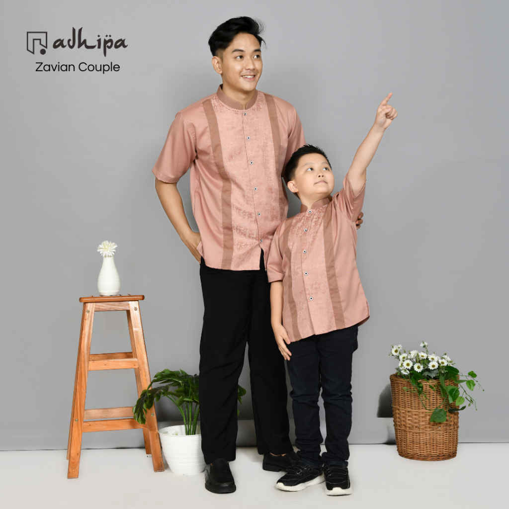 Adhipa Koko Couple Zavian Ayah Anak warna Peach Salmon