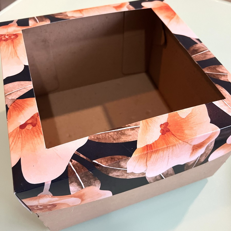 

( 5 Pcs ) Dus Hampers Kue Kering Box Packaging Cookies Motif Orange Mika Ukuran 25x25x18 cm