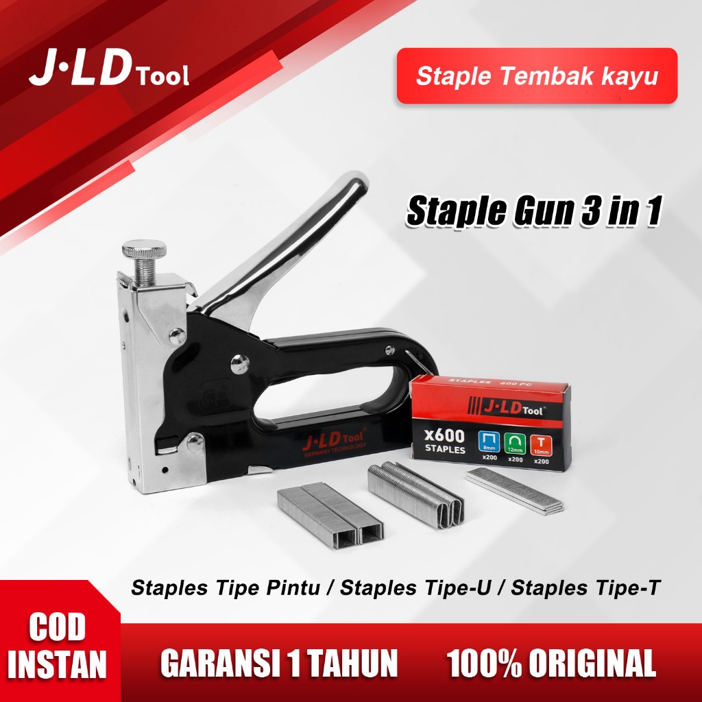 J.LD Tool Staples Gun 3 in 1 Staples tembak Heavy Duty Staples Untuk Perekat Papan Kayu Jok Motor