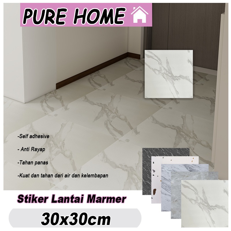 Pure Home-Vinyl Lantai Marbel 30 x 30 cm / Vinil Sticker Lantai Marbel Granit / Stiker Lemari Marbel