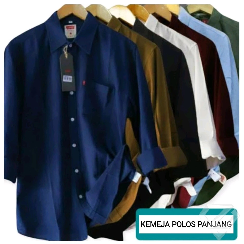 Kemeja Polos Pria Lengan Panjang Model Slimfit Baju Hem Lengan Tangan Panjang Cowok Dewasa Remaja