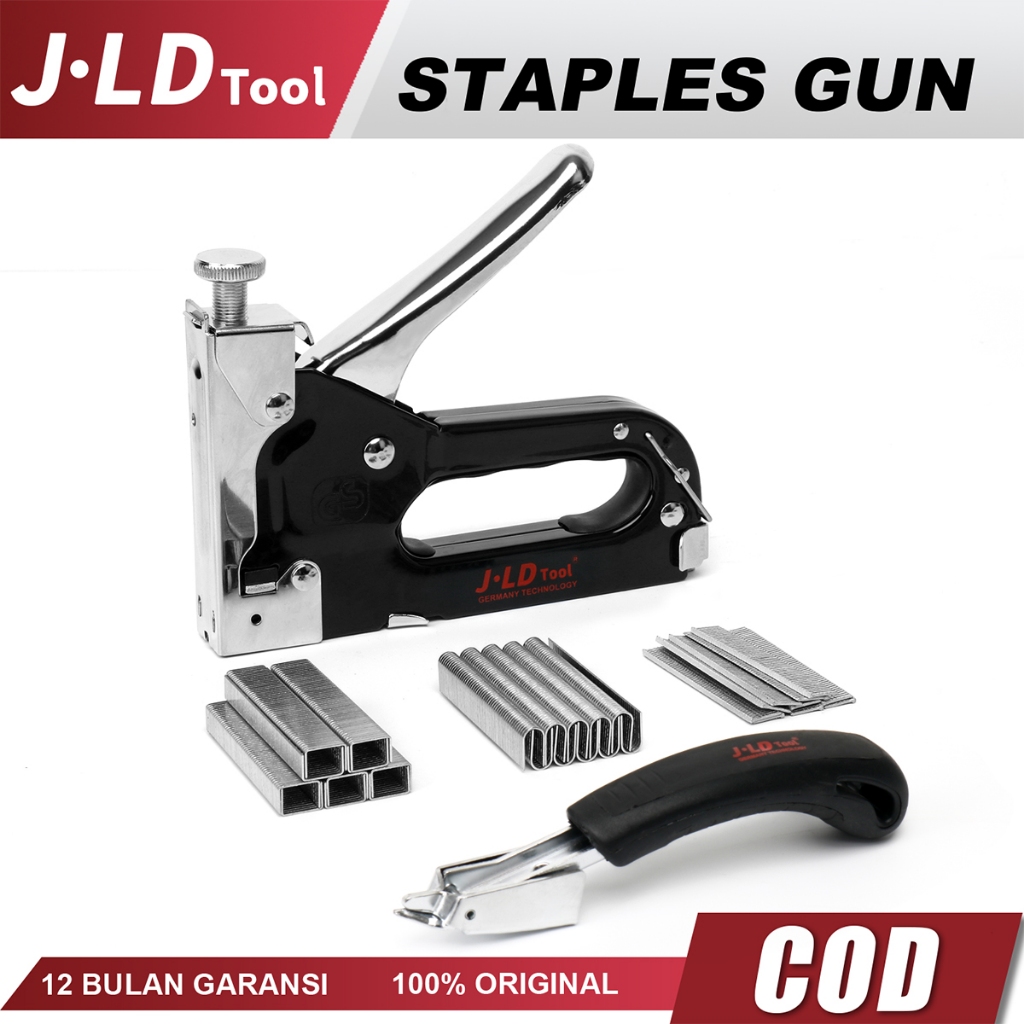 

JLD Staples Tembak U/D/T Staple Gun + Isi + Staple Remover Upholstery Stapler Gun 3-In-1 Hekter Tembak Gratis Refill Staples Tembak Guntacker