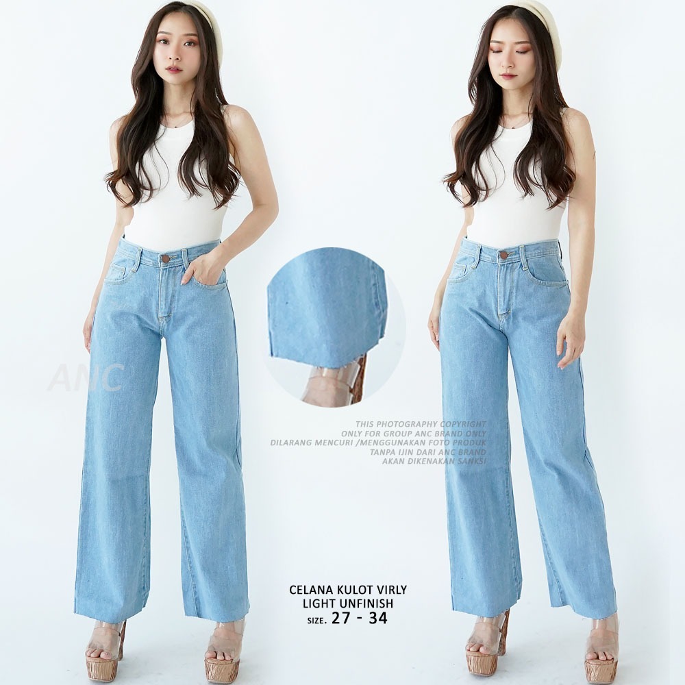 Celana Kulot Jeans Wanita Loose Denim - Celana Jeans Wanita Cutbray Loose Kulot Jeans - Celana Boyfr