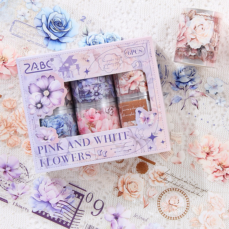 

(Kiricart) Pink and White Flowers SET / PACK PET Sticker Aesthetic / Journaling / Scrapbooking / DIY / Art and Craft