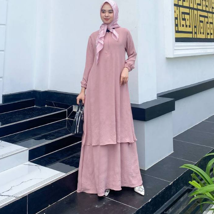 PRILLY BUSANA - Jannah Gamis Malaysia Crincle 2 Layer - Dress Busui - Kurung Melayu - Baju Muslim