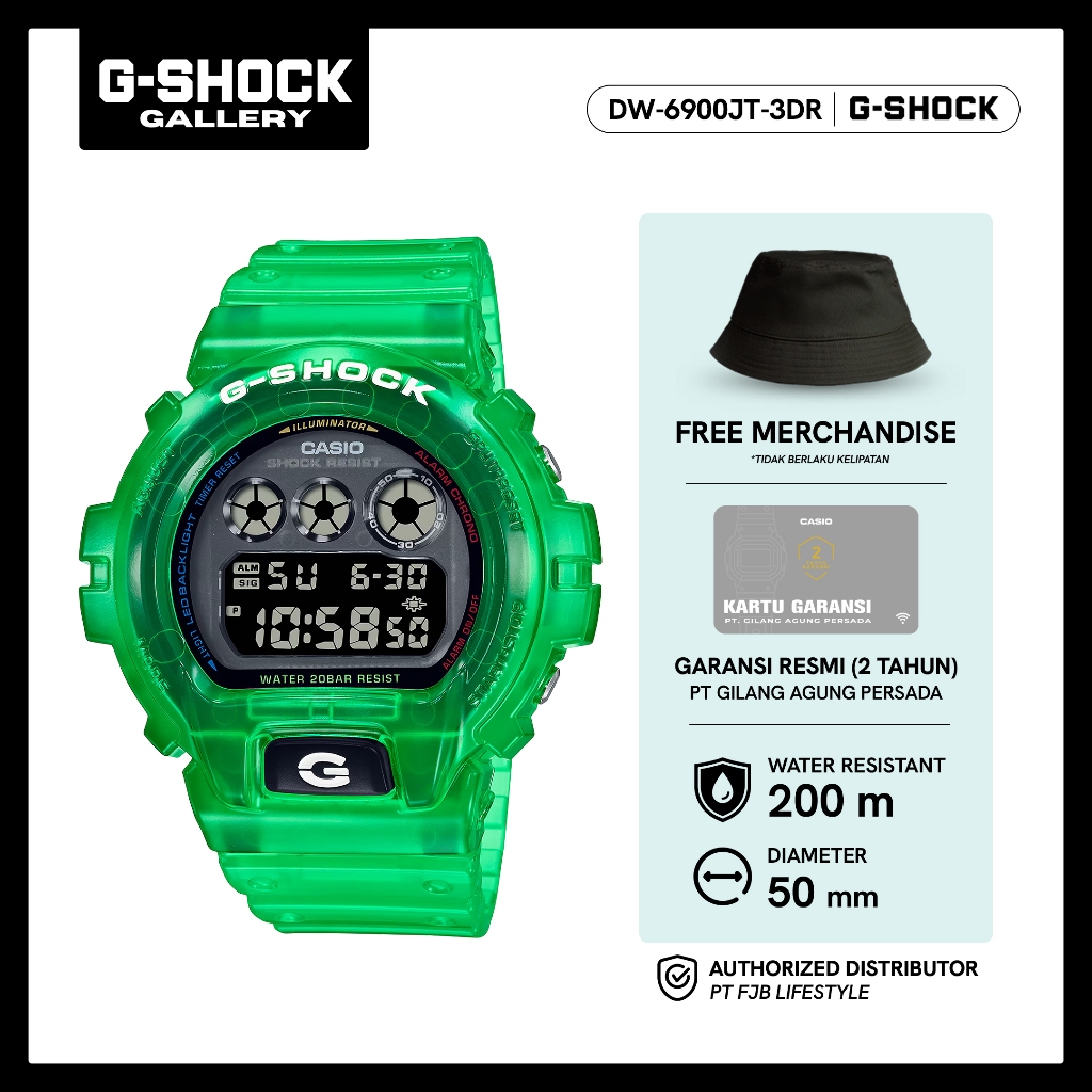 G-Shock Jam Tangan Pria DW-6900JT-3DR Original Digital Green