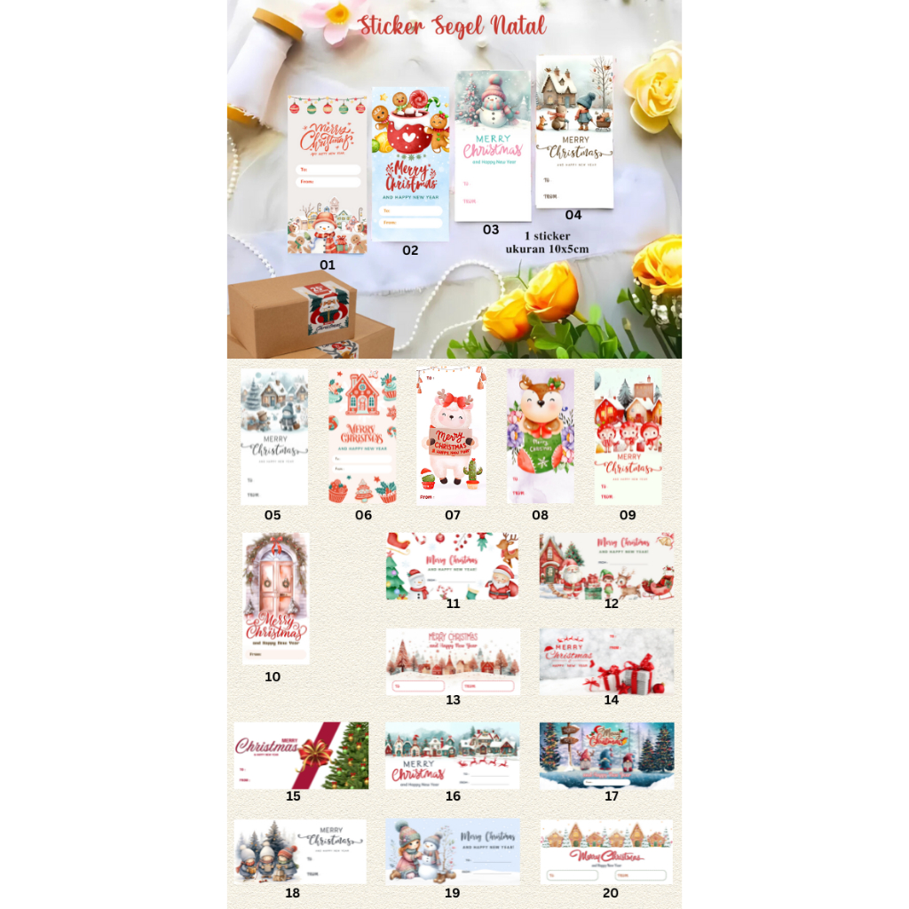 

Stiker Segel Box Packaging Hampers Natal Christmas Custom Label Box v2
