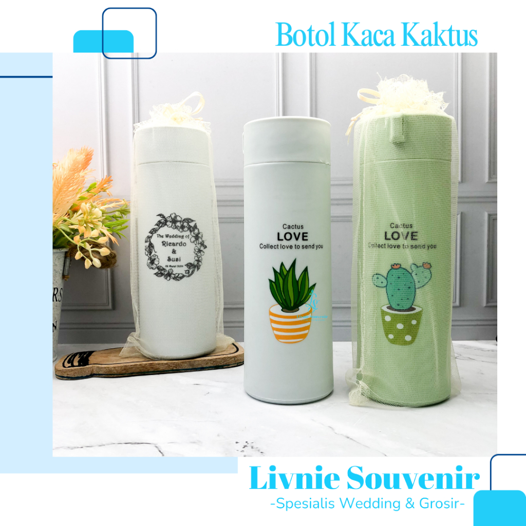 Souvenir Tumbler Botol Kaktus Kemasan Tile Custom Sablon