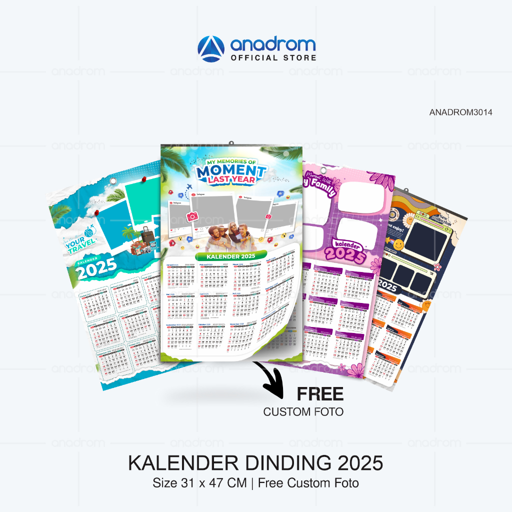 

KALENDER 2025 | Kalender Dinding A3 | Free Design | Anadrom 3014
