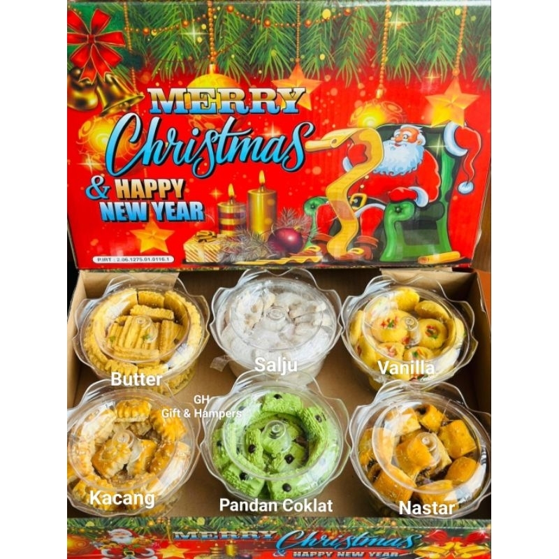 

KUE NATAL MERRY CHRISTMAS ISI 6MCM TERLARIS HAMPERS KADO GIFT HADIAH PARCEL PARSEL