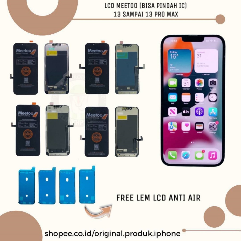 LCD TOUCHSCREEN MEETOO 13/13 PRO/13 PRO MAX/13 MINI (BISA PINDAH IC) NEW ORIGINAL