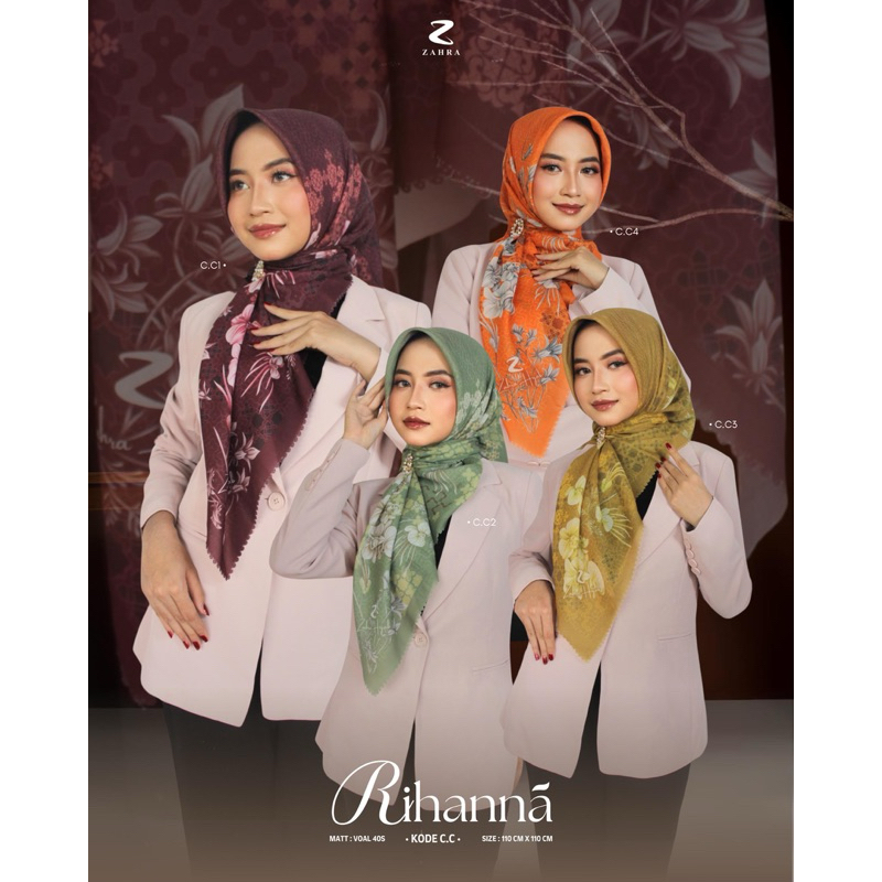 Zahra Hijab - Rihanna Series (Segi Empat Motif) Hijab Seragam