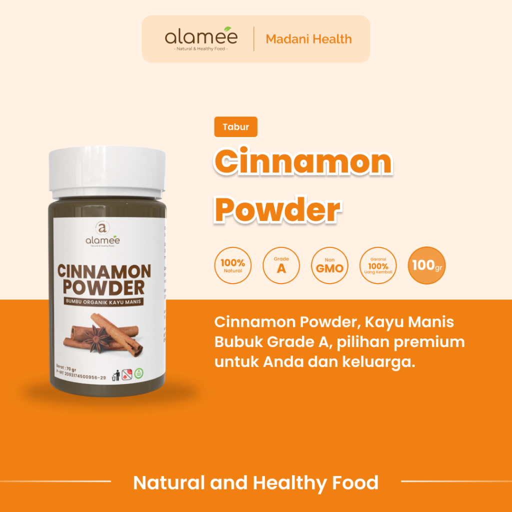 

ALAMEE Kayu Manis Bubuk Cinnamon Seasoning Powder kayumanis Murni Tanpa Campuran Bumbu Organik 75g