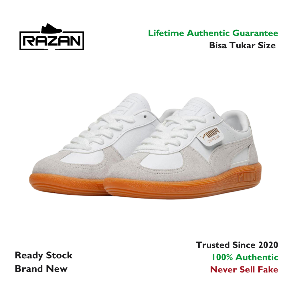Puma Palermo Leather White Glacial Grey Gum 100% Authentic Original