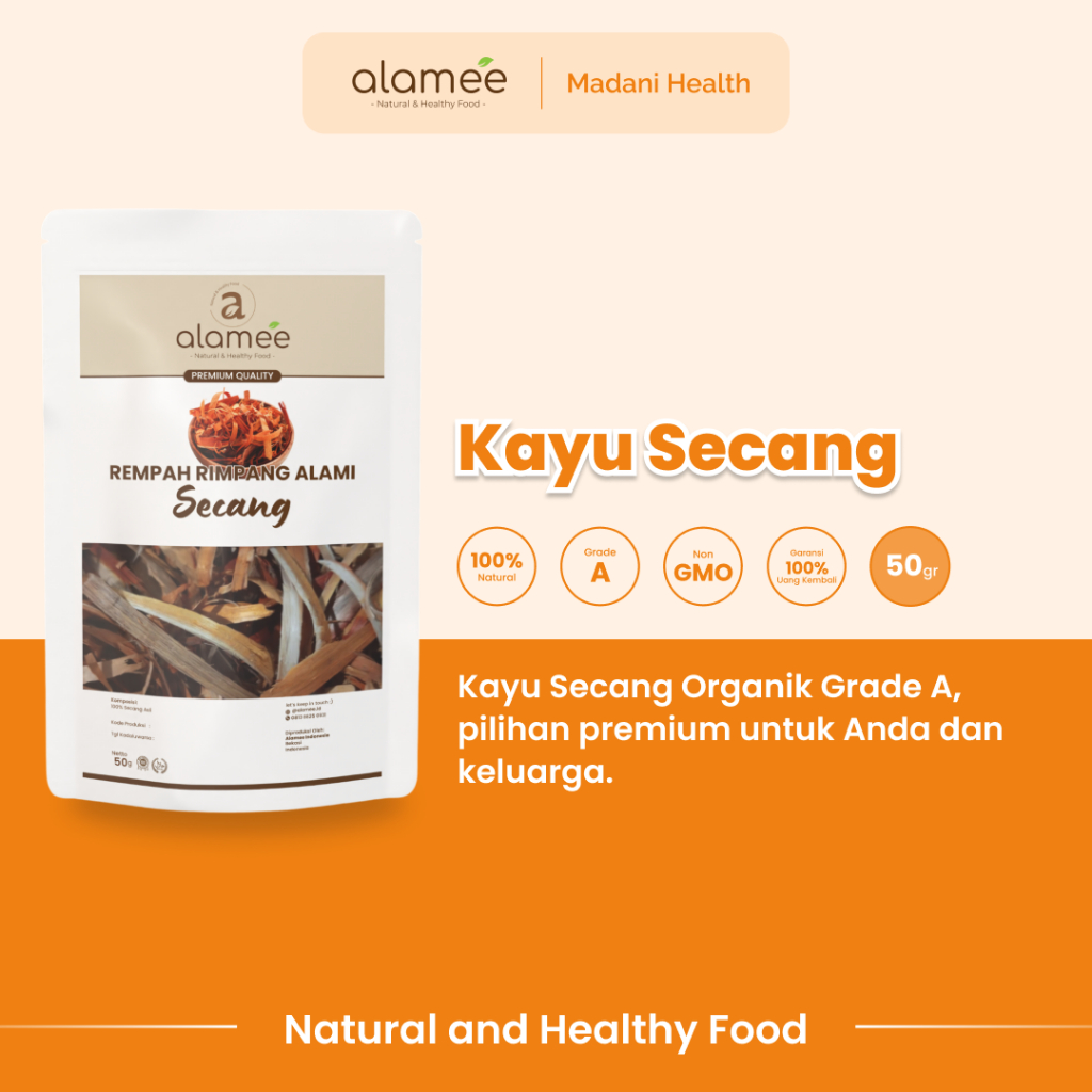 

ALAMEE Kayu Secang Asli Serut Sappan Wood Rempah Rimpang Organik Alami Bumbu Seasoning Masak 50gr