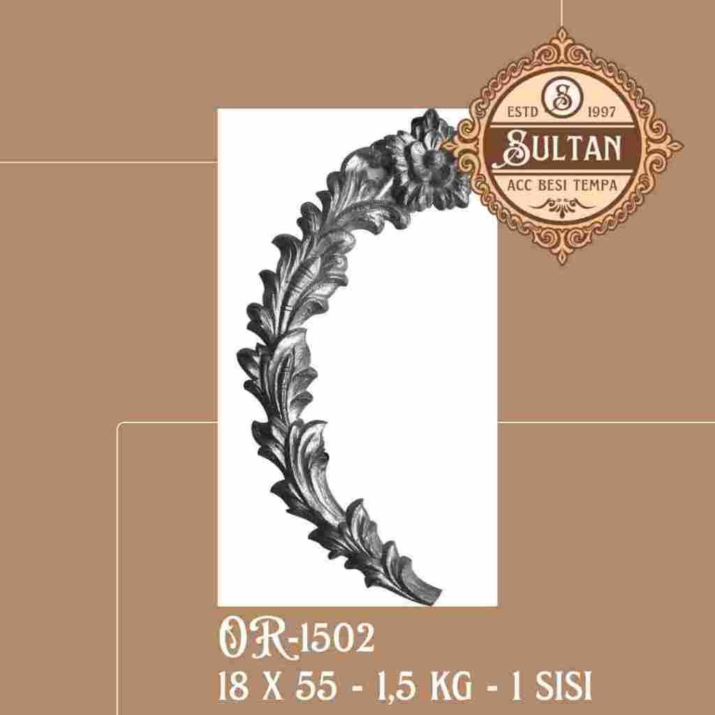Sultan Besi Tempa / OR-1502 / Ornamen Daun Besi Tempa / Ornamen Pagar Besi Klasik / Aksesoris Besi T