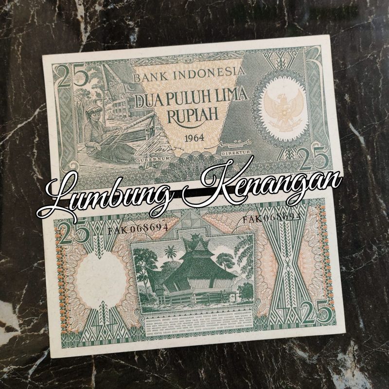 uang kuno 25 Rupiah Seri pekerja 1964