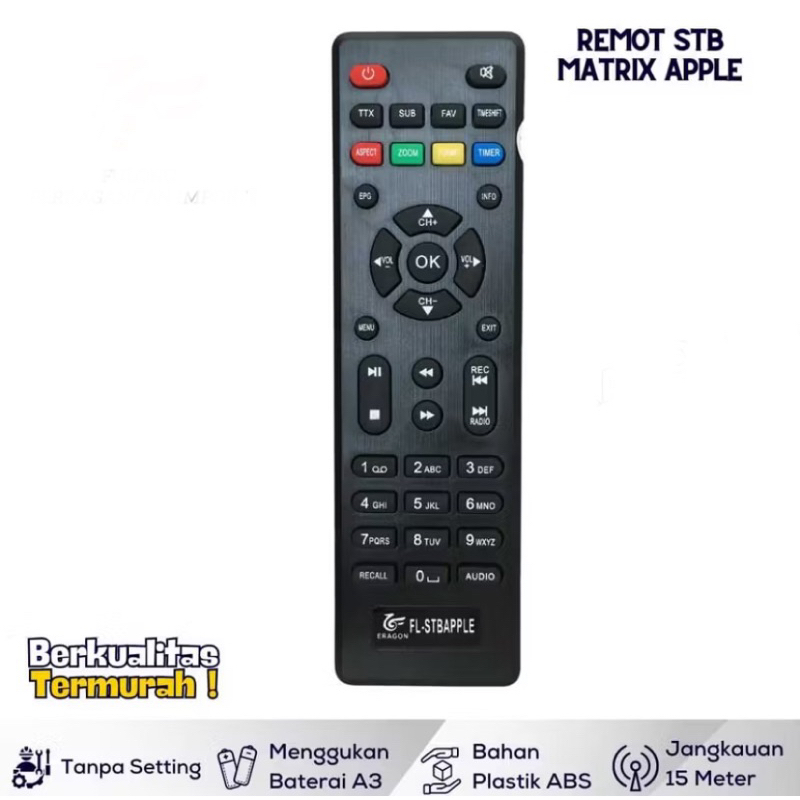 Remote Remot STB Matrix Apple Merah HD Tanpa Setting