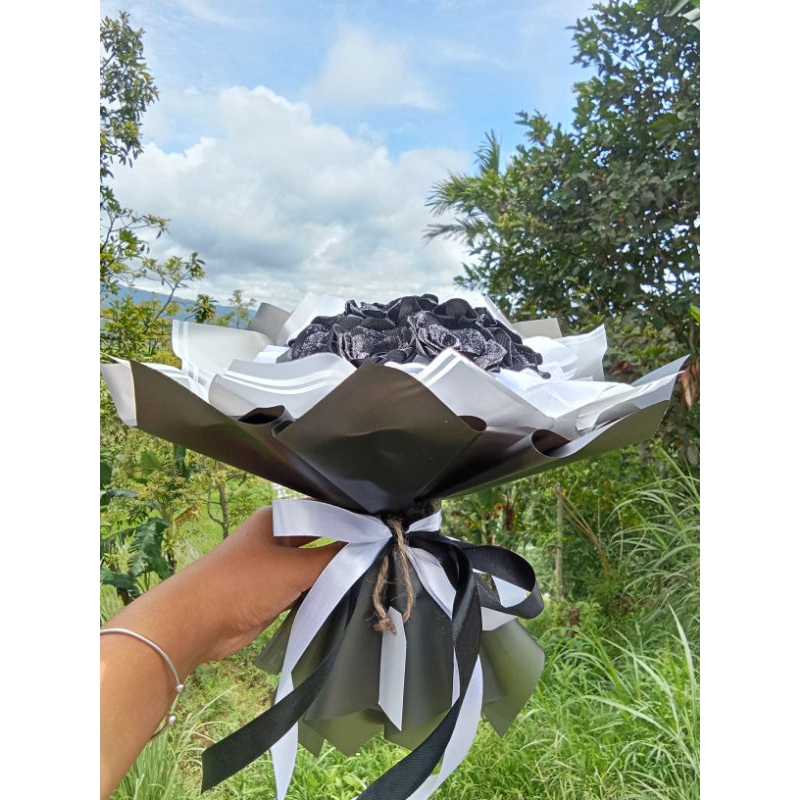 

buket bunga pita satin + gliter murah/buket murah pita satin