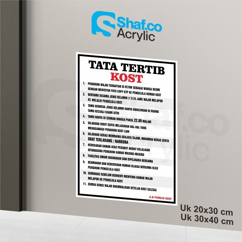 

STICKER TATA TERTIB KOST // STIKER TATA TERTIB // RAMBU-RAMBU