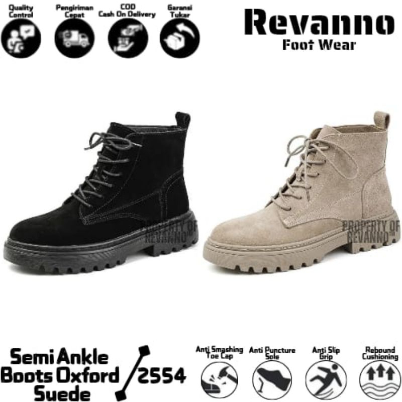 Sepatu Wanita Semi Ankle Boot Wanita - Sepatu Boots Wanita Fashion Korea Suede Premium Hitam, 37