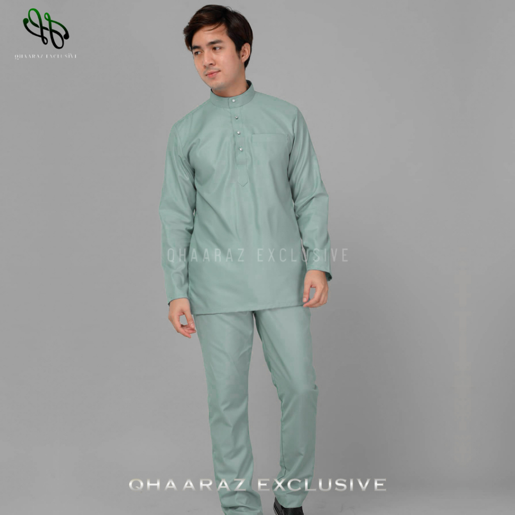 Raffan Baju Melayu Pria Setelan Koko Muslim Modern Bahan Katun Toyobo Satu Set Pakaian Teluk Belanga