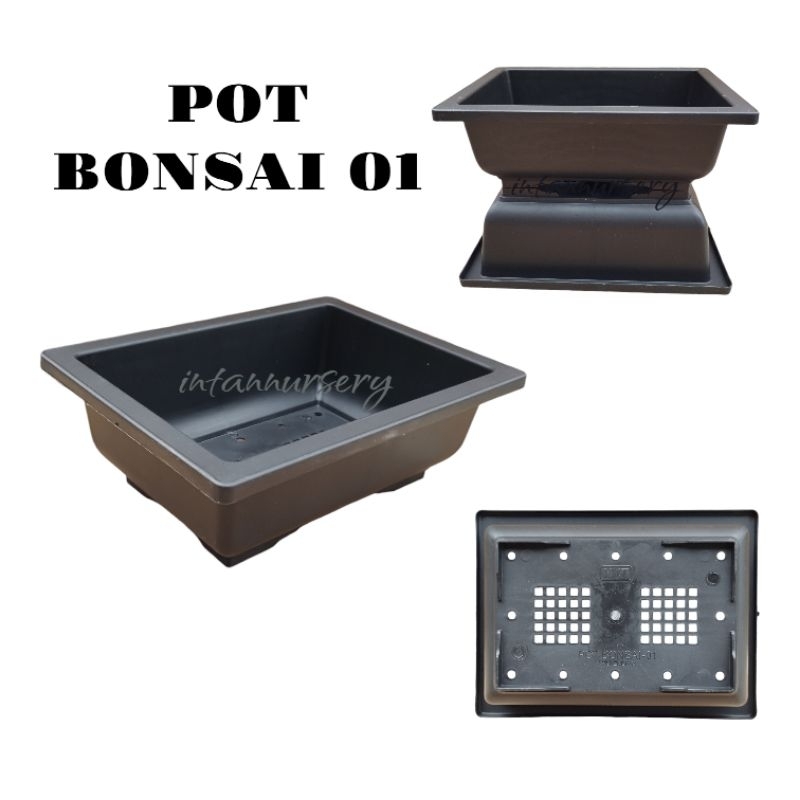 Pot NKT Bonsai 01 Hitam Pot Kotak Bonsai Pot Tanaman Bonsai Pot Bonsai Kecil Pot NKT