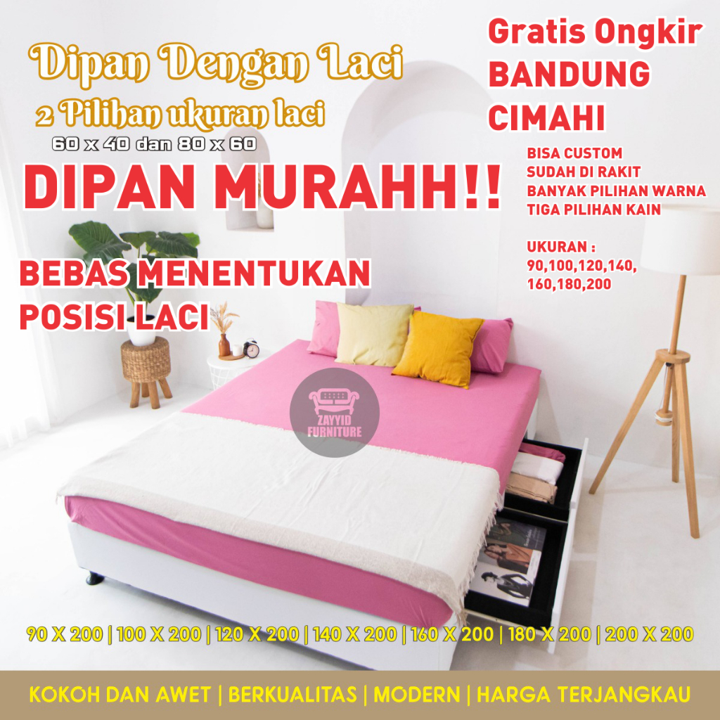 Divan | Dipan | Tempat Tidur Minimalis | Tanpa Sandaran | Dipan Laci | 90 x200 | 100 x 200 | 120 x 2