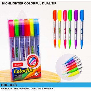 

HIGHLIGHTER 1 SET 6 WARNA DUAL TIP / 2 KEPALA BBL-028 COLORFUL