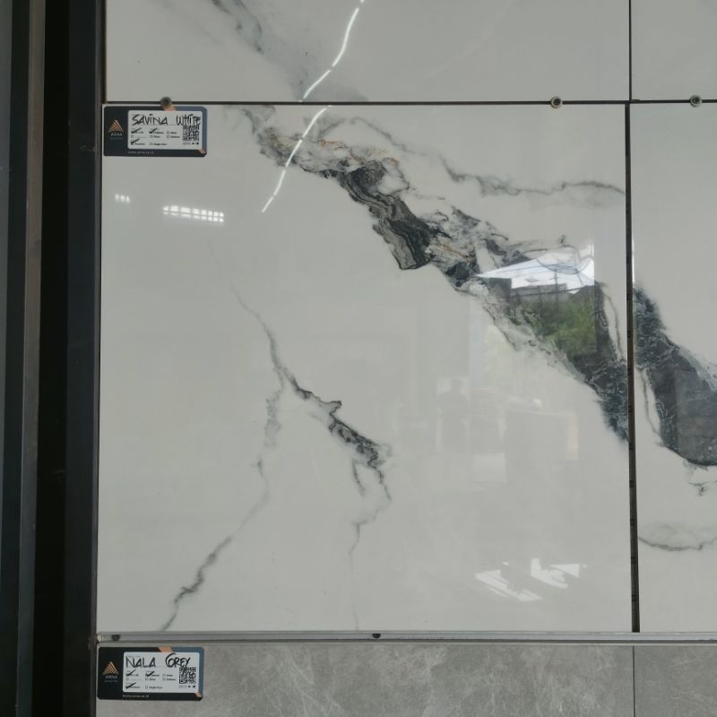 Granite Lantai 60x60 Glass Polish Arna Savina White Export Kw1