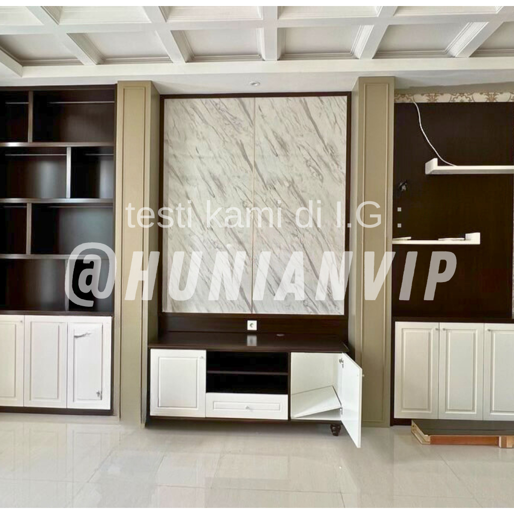 backdrop TV / Kabinet tv minimalis terpasang