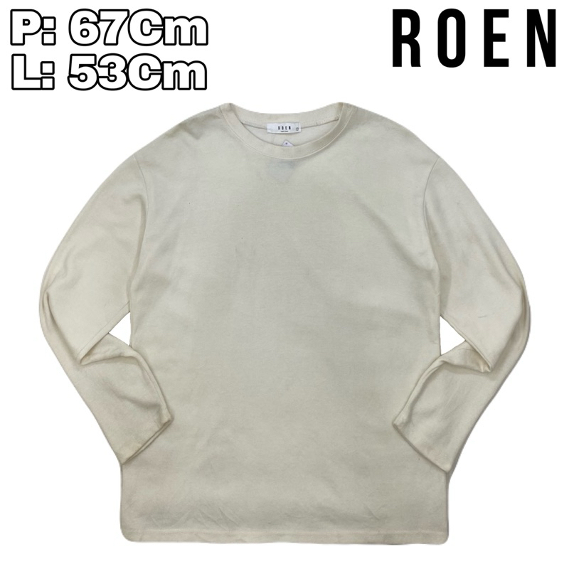 B25 Crewneck Sweetshirt Sweeter ROEN Polos Putih Lengan Panjang Cotton Fleece Tebal