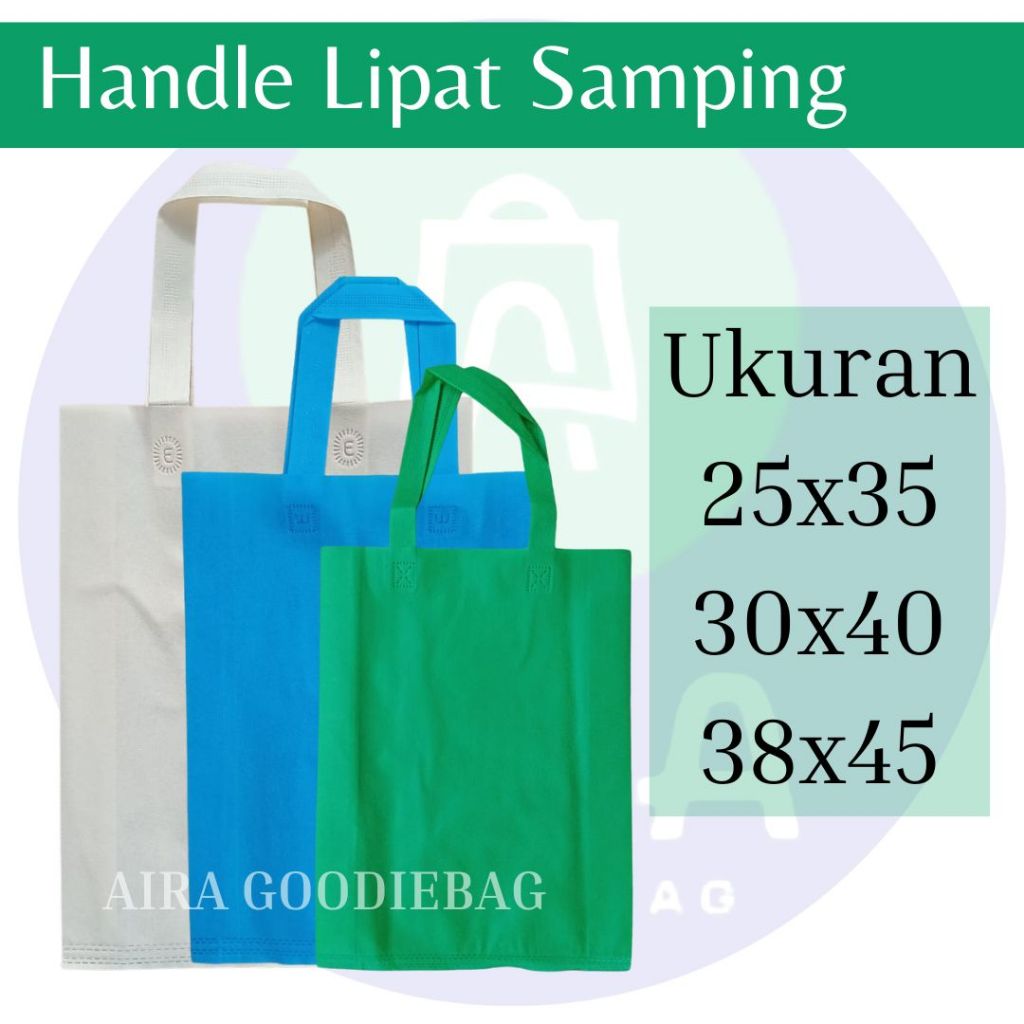 

Handle Lipat Samping Isi 12pcs ( 3 Ukuran ) Tas Goodiebag Tas Sovenir Tas Spundbond
