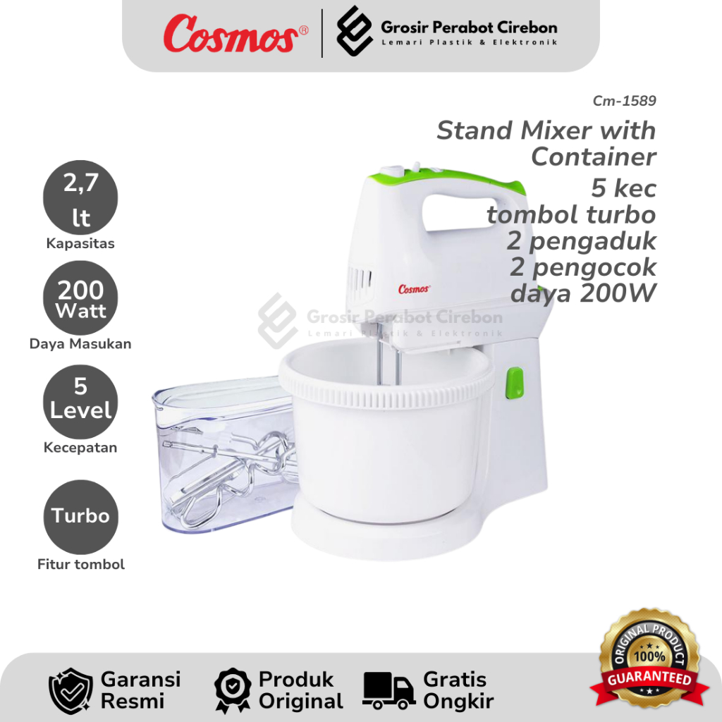 COSMOS STAND MIXER WITH CONTAINER CM-1589 / CM 1589 STAND MIXER COSMOS