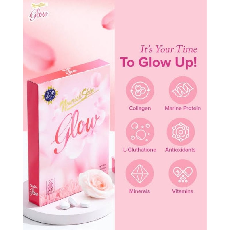 Nourish Skin Glow - Kapsul Untuk Memelihara Kesehatan Kulit - Dengan Kolagen dan Glutathione - Kapsu