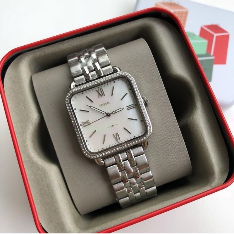 jam tangan wanita original es4268 es 4268 micah ladies white dial stainless steel strap