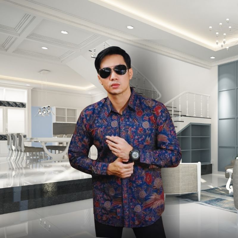 BATIK HAMAYRA|Baju Batik Pria Lengan Panjang Motif Floral
