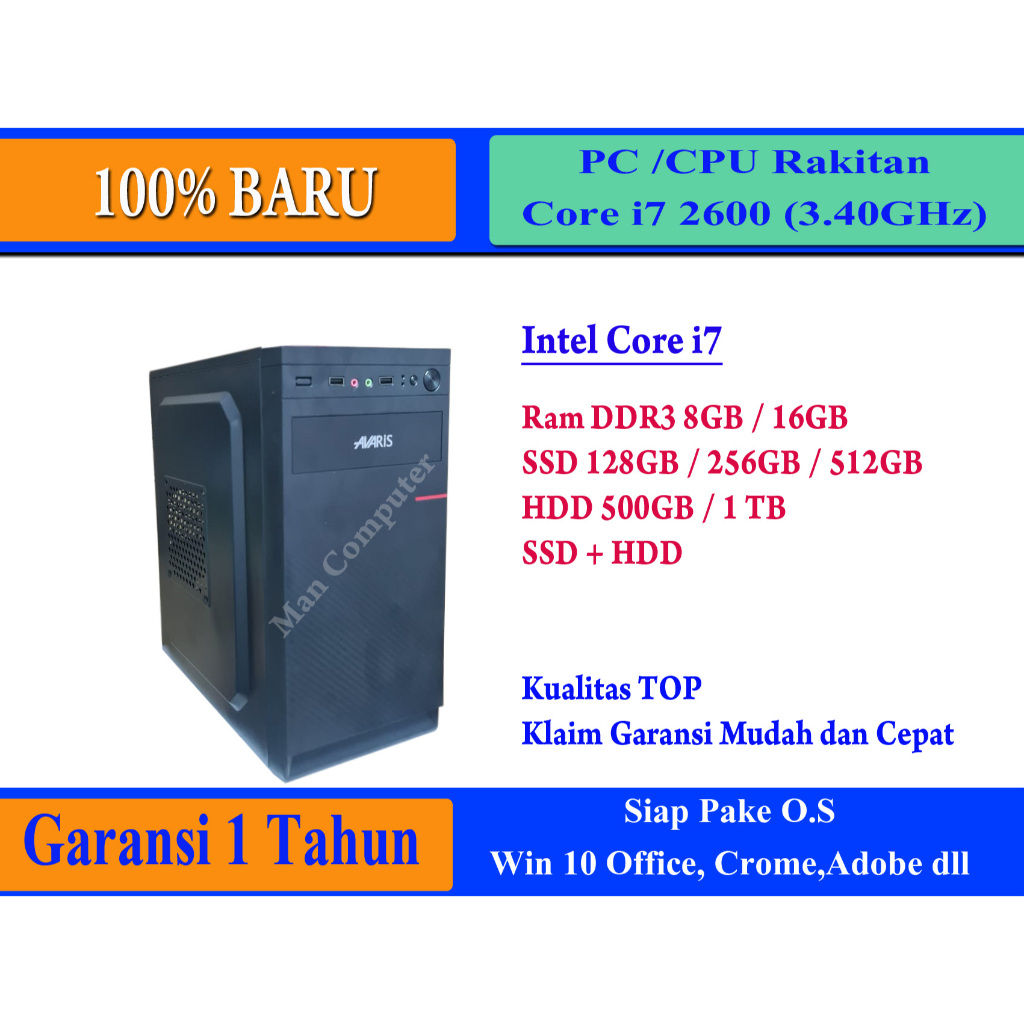 PC/CPU Core i7 2600 Baru PC Komputer Rakitan