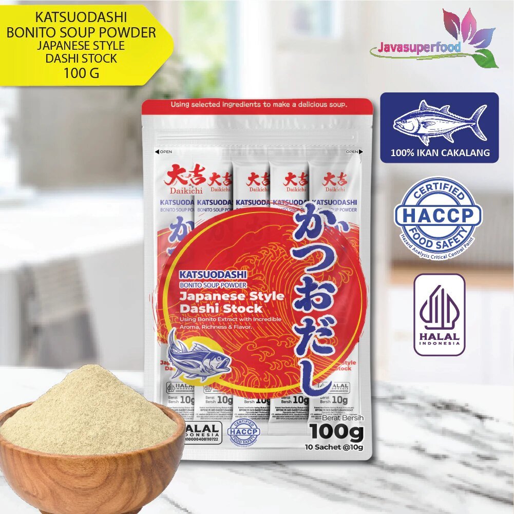 

[HALAL] DAIKICHI KATSUODASHI BONITO SOUP POWDER STICK 100 GR (ISI 10) / BUBUK KALDU IKAN BONITO KERING / BUBUK