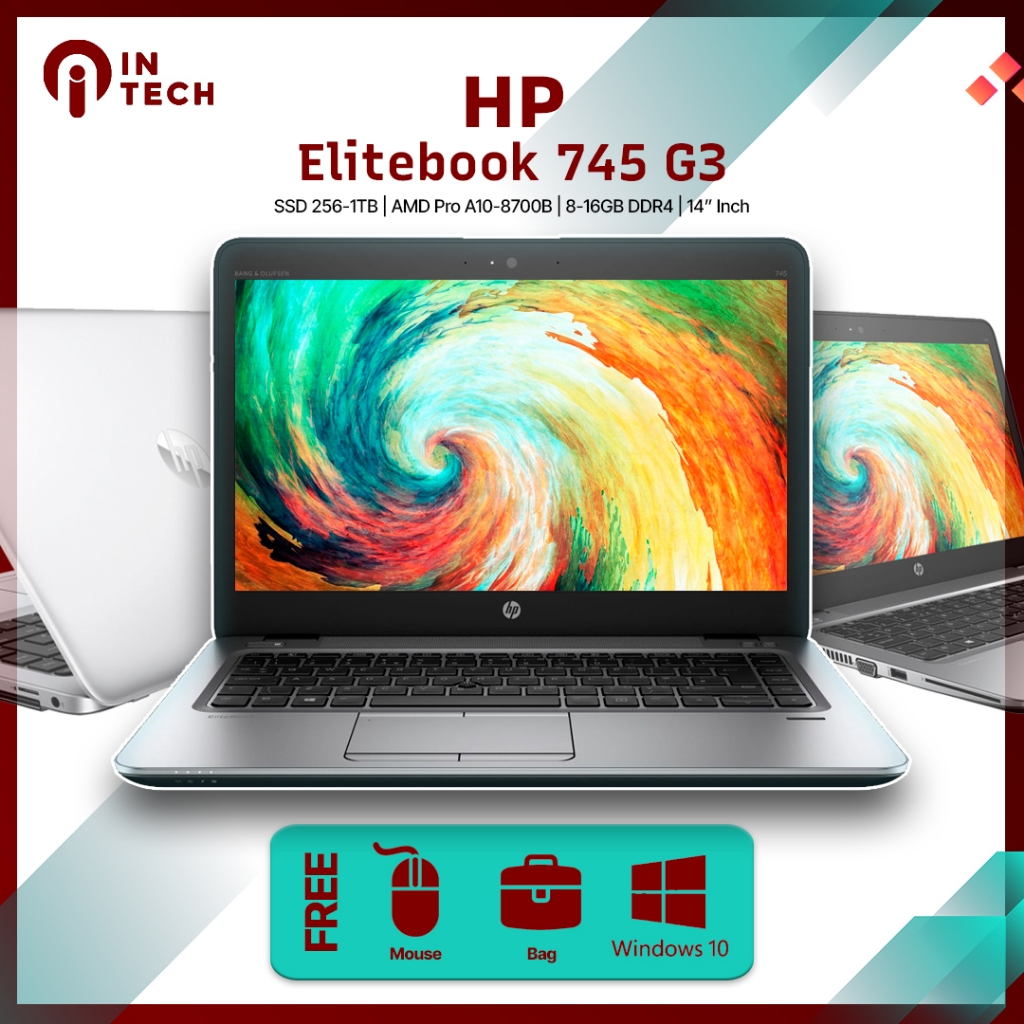 Laptop HP Elitebook 745 G3 AMD Pro A10-B7000B Ram 8GB SSD 256GB Original Mulus Bergaransi Terlaris