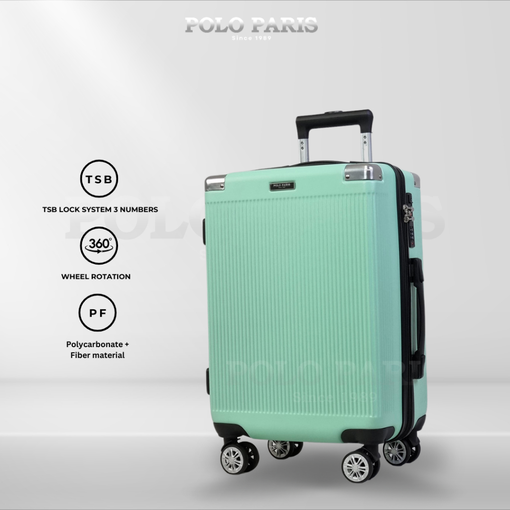 POLOPARIS - Koper ZL-025 18/24 inch Polycarbonate + Fiber ABS Kunci Semi TSA 3 Angka Roda 360° Alumu