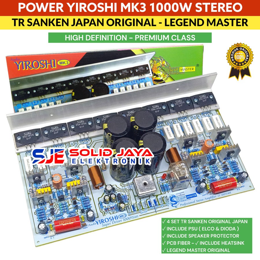 KIT POWER YIROSHI MK3 1000W STEREO AMPLIFIER PLUS PSU PROTEKTO SPEAKER PROTECTOR PROTEK TR SANKEN