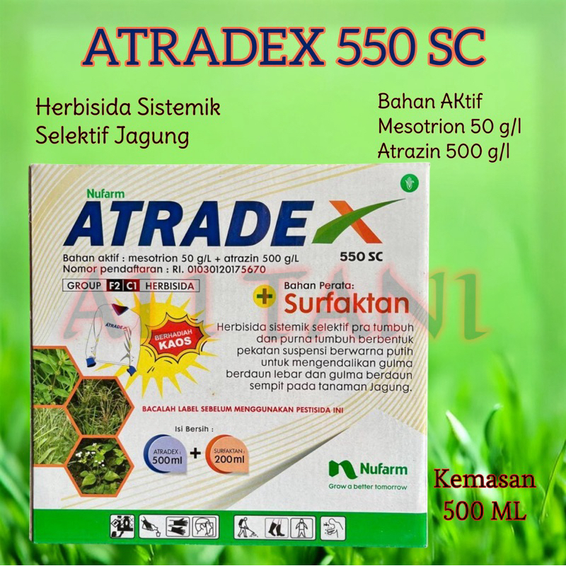 Herbisida Jagung ATRADEX 550SC 500ML + SURFAKTAN 200ML BONUS KAOS