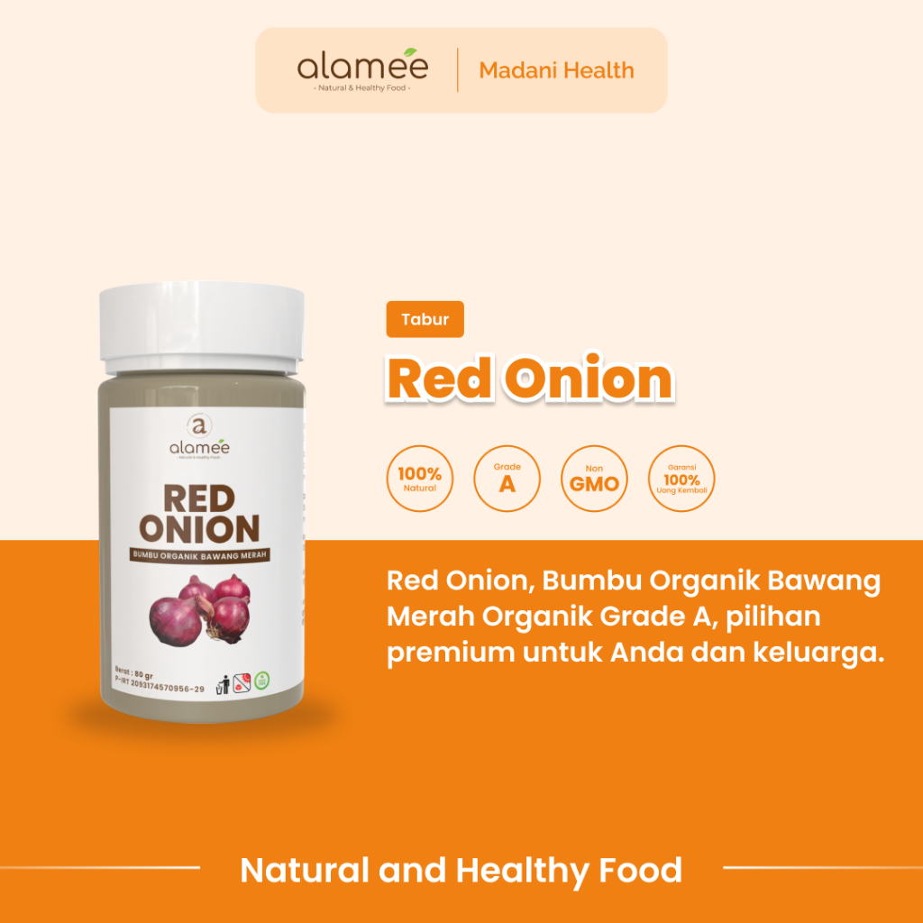 

ALAMEE Bawang Merah Bubuk Red Onion Seasoning Powder Bumbu Dapur Organik Masak Tanpa Campuran Tabur