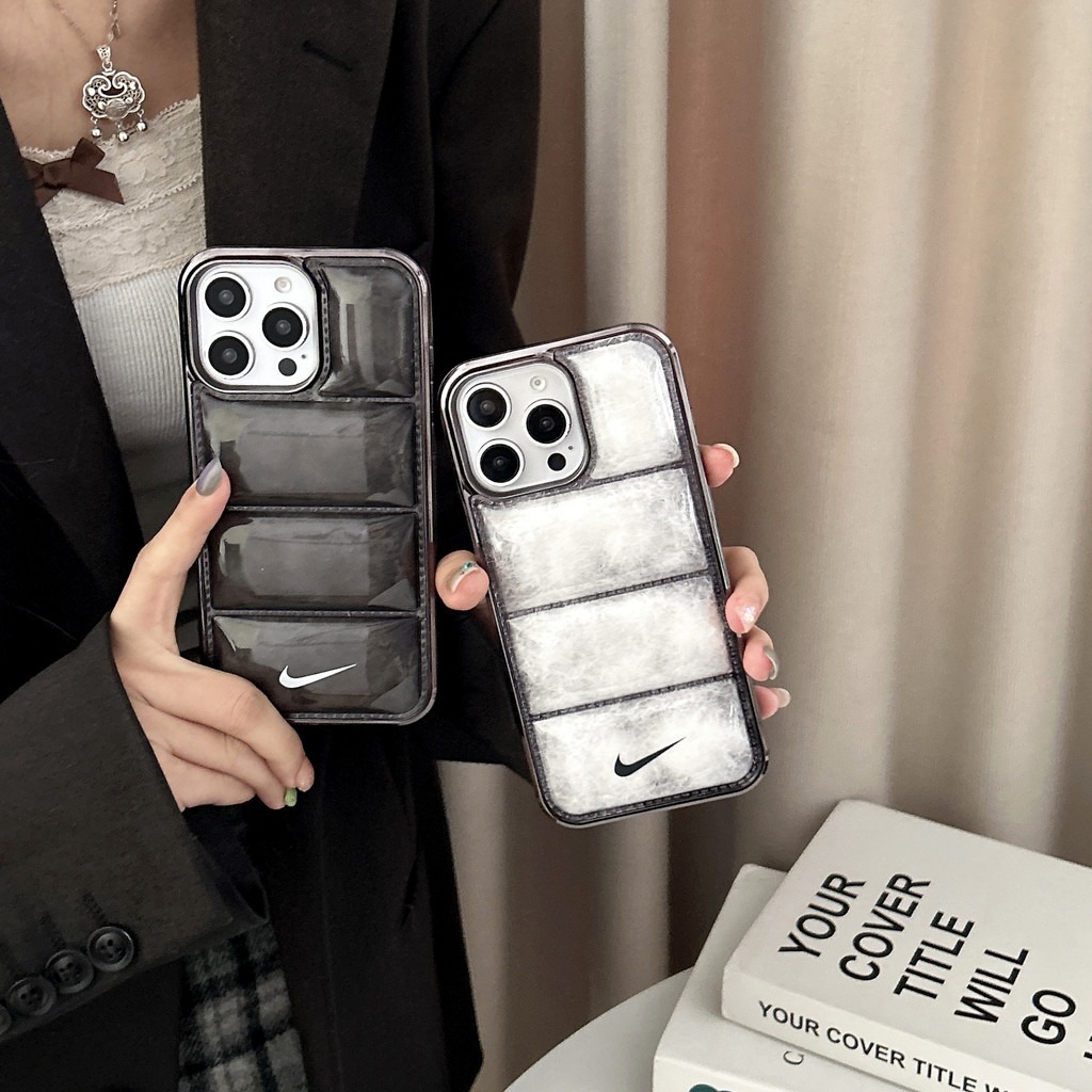 Street Classic nike puffer Snow Mountain Transparent Plating Frame Down Jacket Silicone Phone Case S