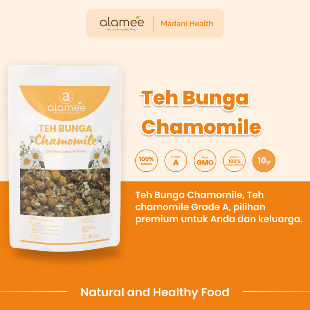 

ALAMEE Chamomile Tea Teh Bunga Camomile Flower Bunga Kamomile Dried Flower Organik Siap Minum 10gr