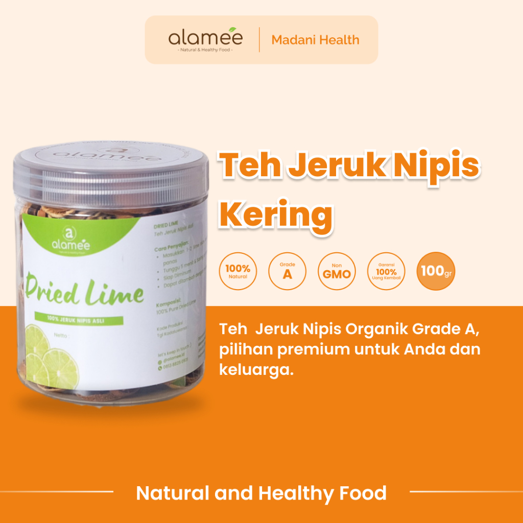 

ALAMEE Jeruk Nipis Kering Dried Lime Slice Tea Teh Herbal Buah Iris Organik Siap Seduh Minum 100gr