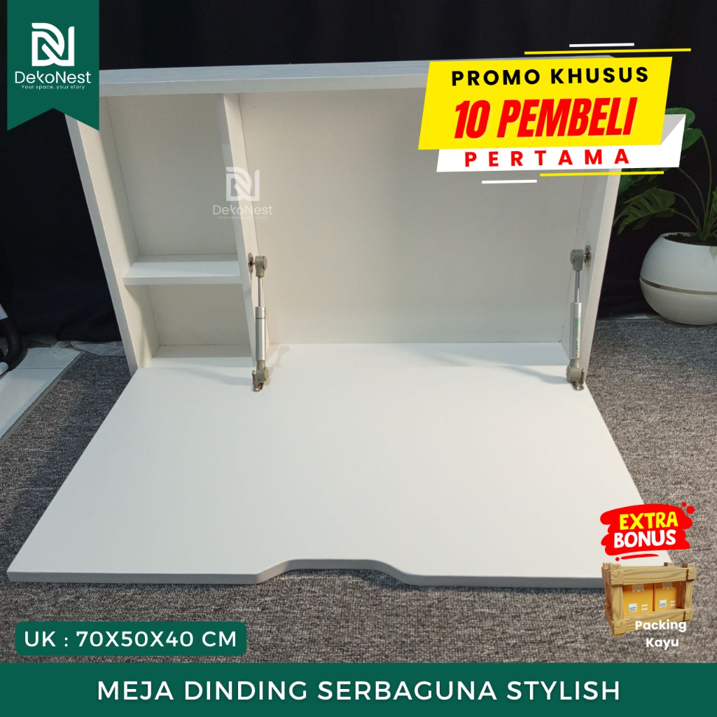 Dekonest Meja Tempel Belajar Lipat Portable Dinding Aesthetic Minimalis Kamar Ruang Tamu Kerja Keren
